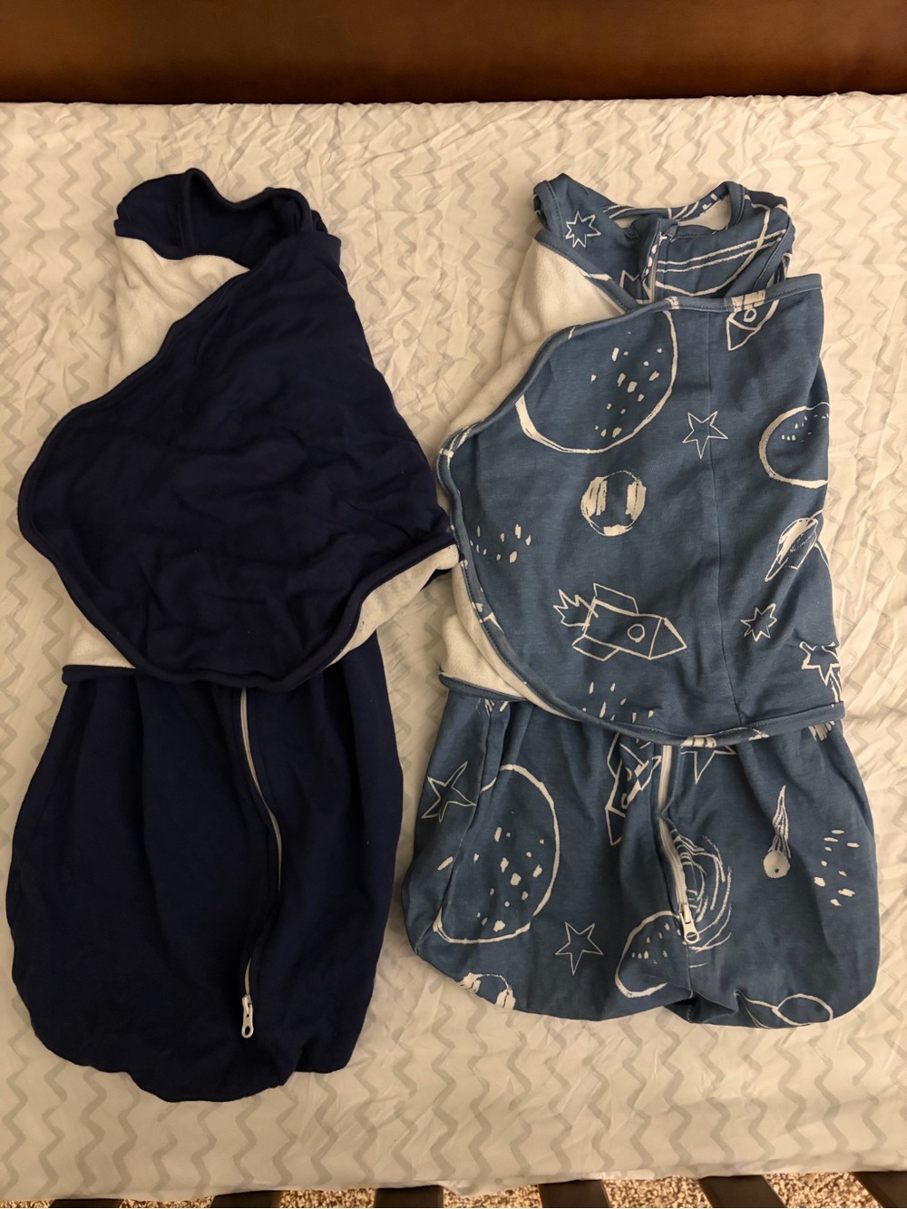 Zig Joy Set of Two Baby Swaddles / Sleep Sacks - Navy & Space Blue